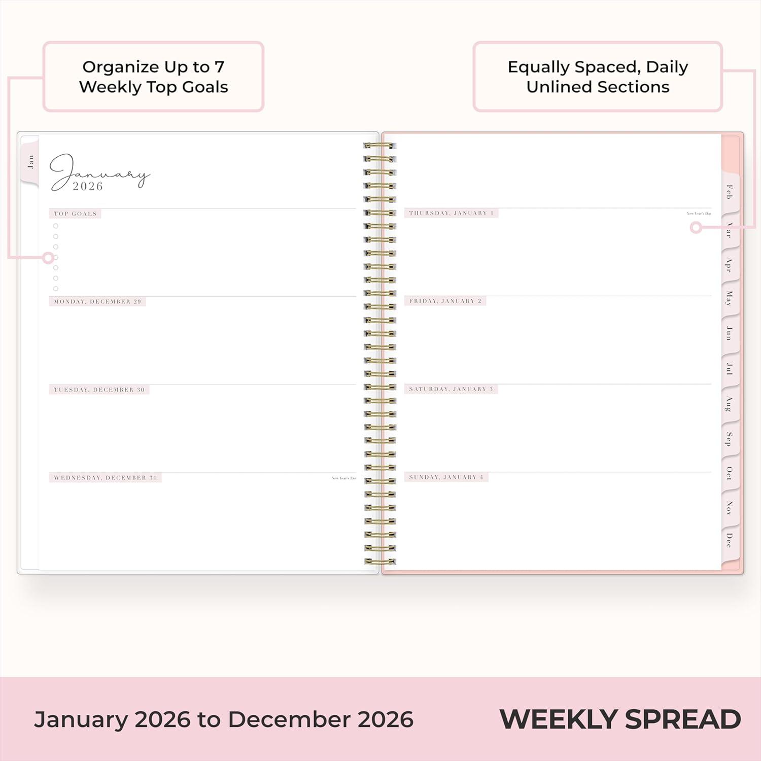 imageBlue Sky Rachel Parcell 2026 Weekly and Monthly Planner Calendar January 2026 December 2026 5quot x 8quot Clear Pocket Cover Durable Twin Wire Binding Laminated Tabs Pocket Stickers CherieCherie 2026