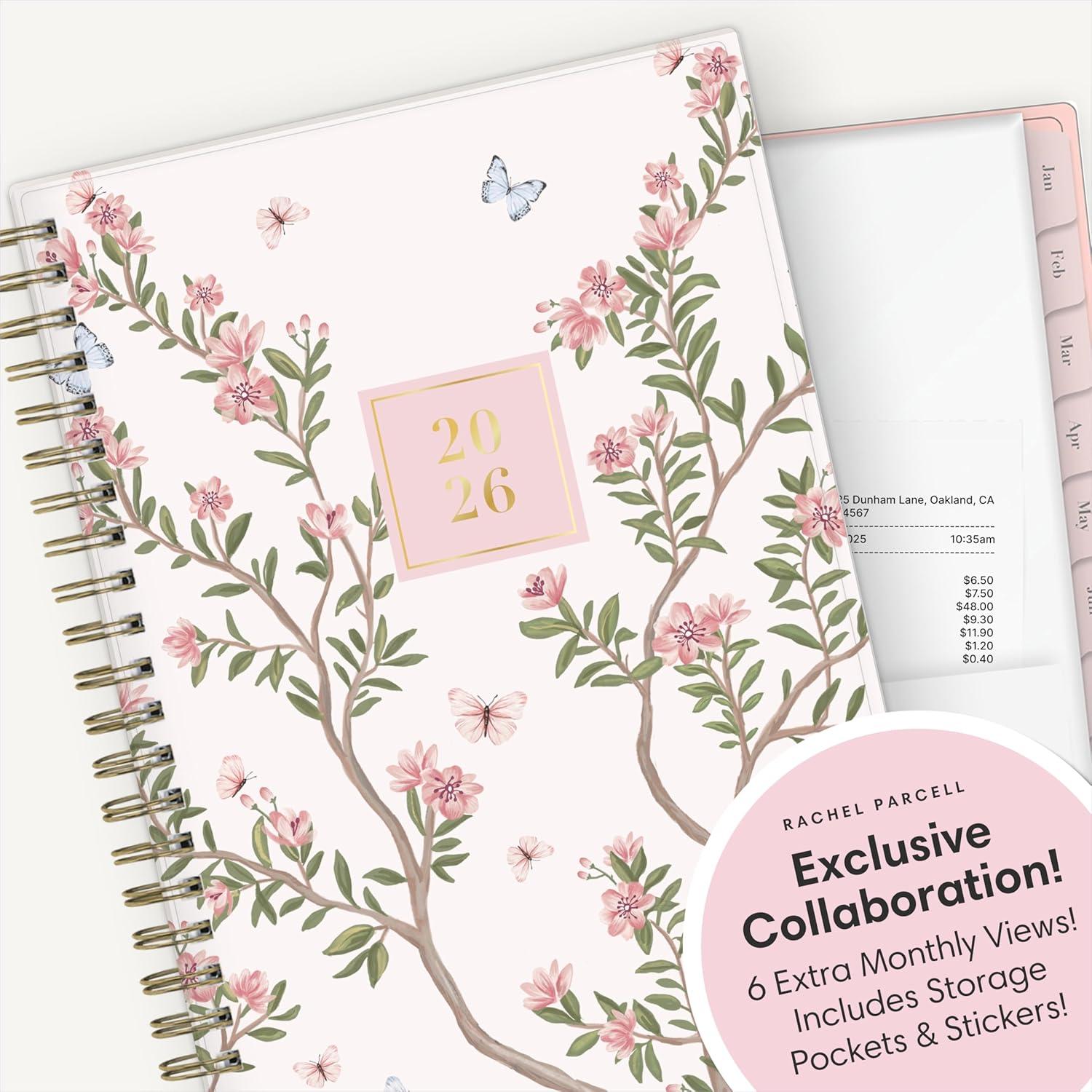 imageBlue Sky Rachel Parcell 2026 Weekly and Monthly Planner Calendar January 2026 December 2026 5quot x 8quot Clear Pocket Cover Durable Twin Wire Binding Laminated Tabs Pocket Stickers CherieCherie 2026