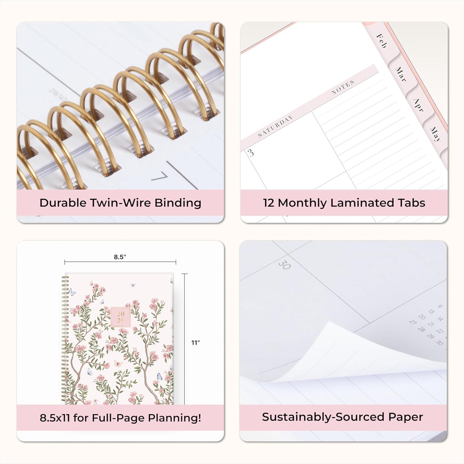 imageBlue Sky Rachel Parcell 2026 Weekly and Monthly Planner Calendar January 2026 December 2026 5quot x 8quot Clear Pocket Cover Durable Twin Wire Binding Laminated Tabs Pocket Stickers CherieCherie 2026