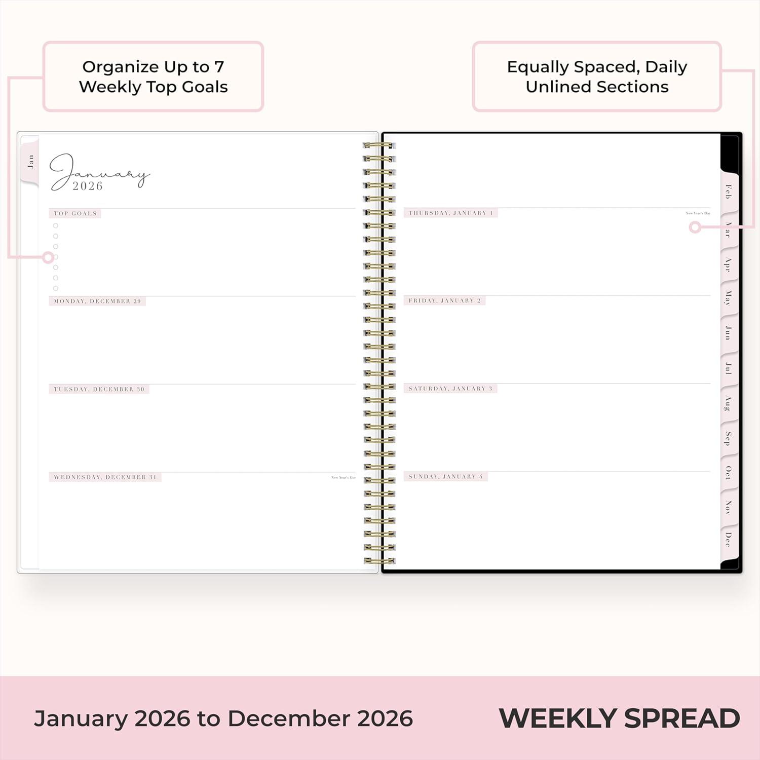 imageBlue Sky Rachel Parcell 2026 Weekly and Monthly Planner Calendar January 2026 December 2026 5quot x 8quot Clear Pocket Cover Durable Twin Wire Binding Laminated Tabs Storage Pocket Stickers AnaAna 2026