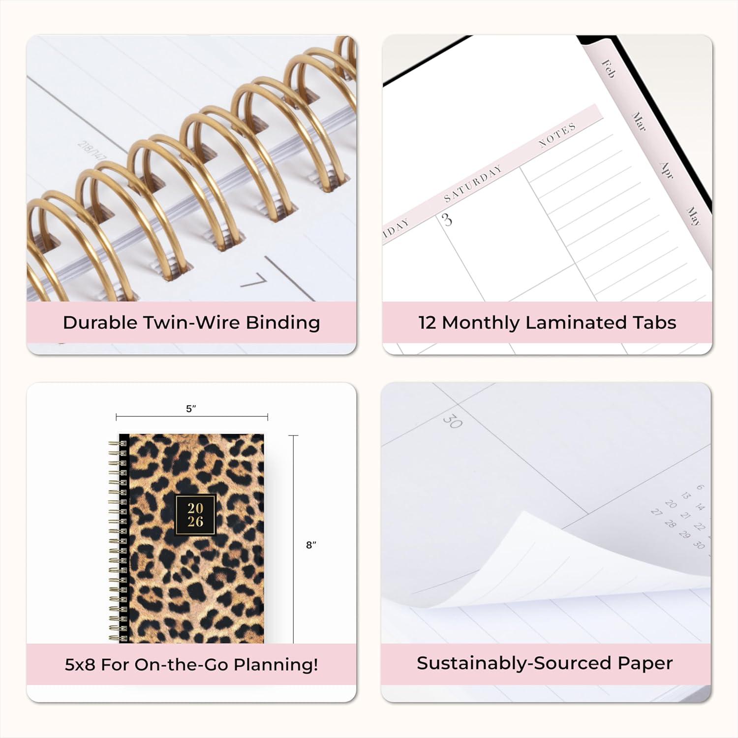 imageBlue Sky Rachel Parcell 2026 Weekly and Monthly Planner Calendar January 2026 December 2026 5quot x 8quot Clear Pocket Cover Durable Twin Wire Binding Laminated Tabs Storage Pocket Stickers AnaAna 2026