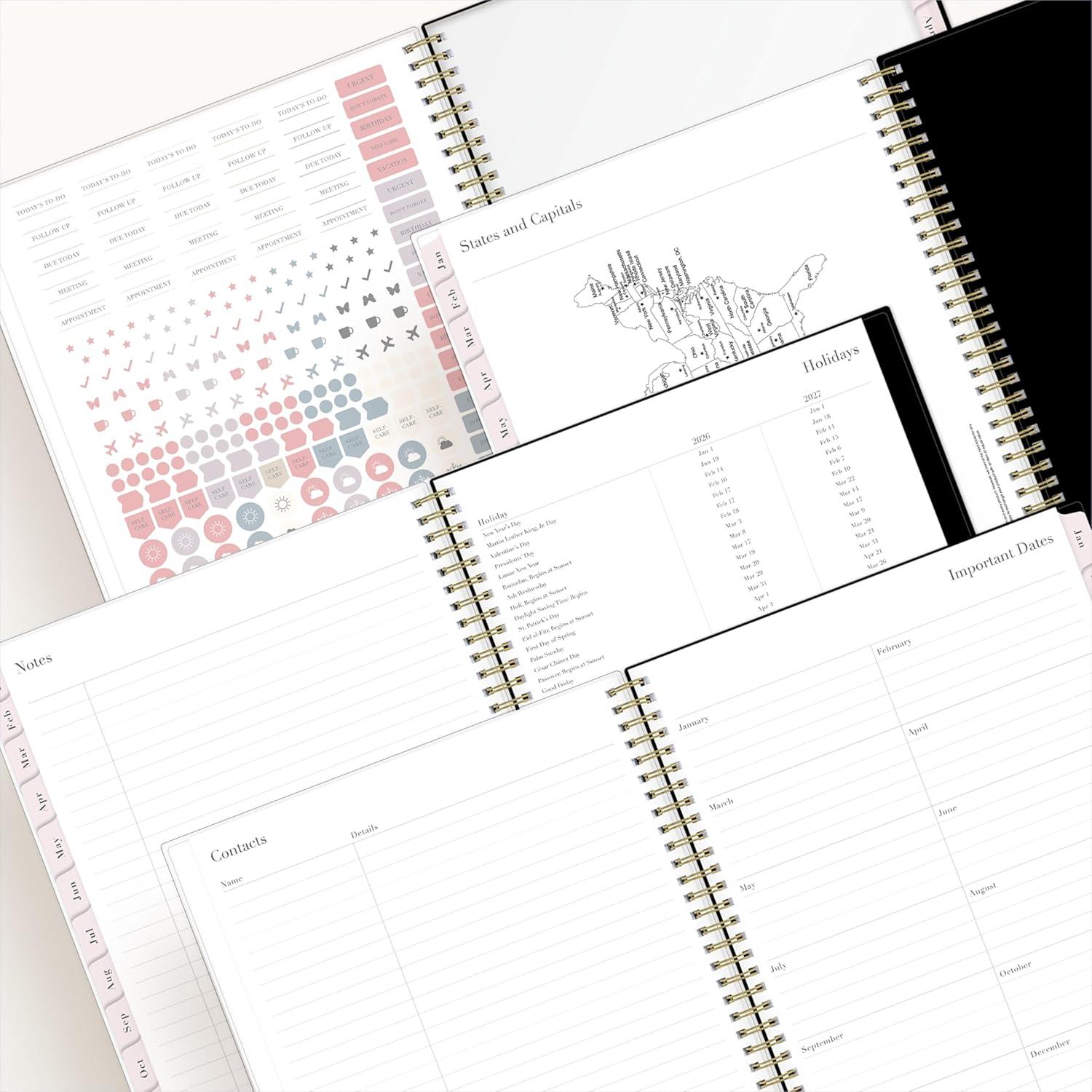 imageBlue Sky Rachel Parcell 2026 Weekly and Monthly Planner Calendar January 2026 December 2026 5quot x 8quot Clear Pocket Cover Durable Twin Wire Binding Laminated Tabs Storage Pocket Stickers AnaAna 2026