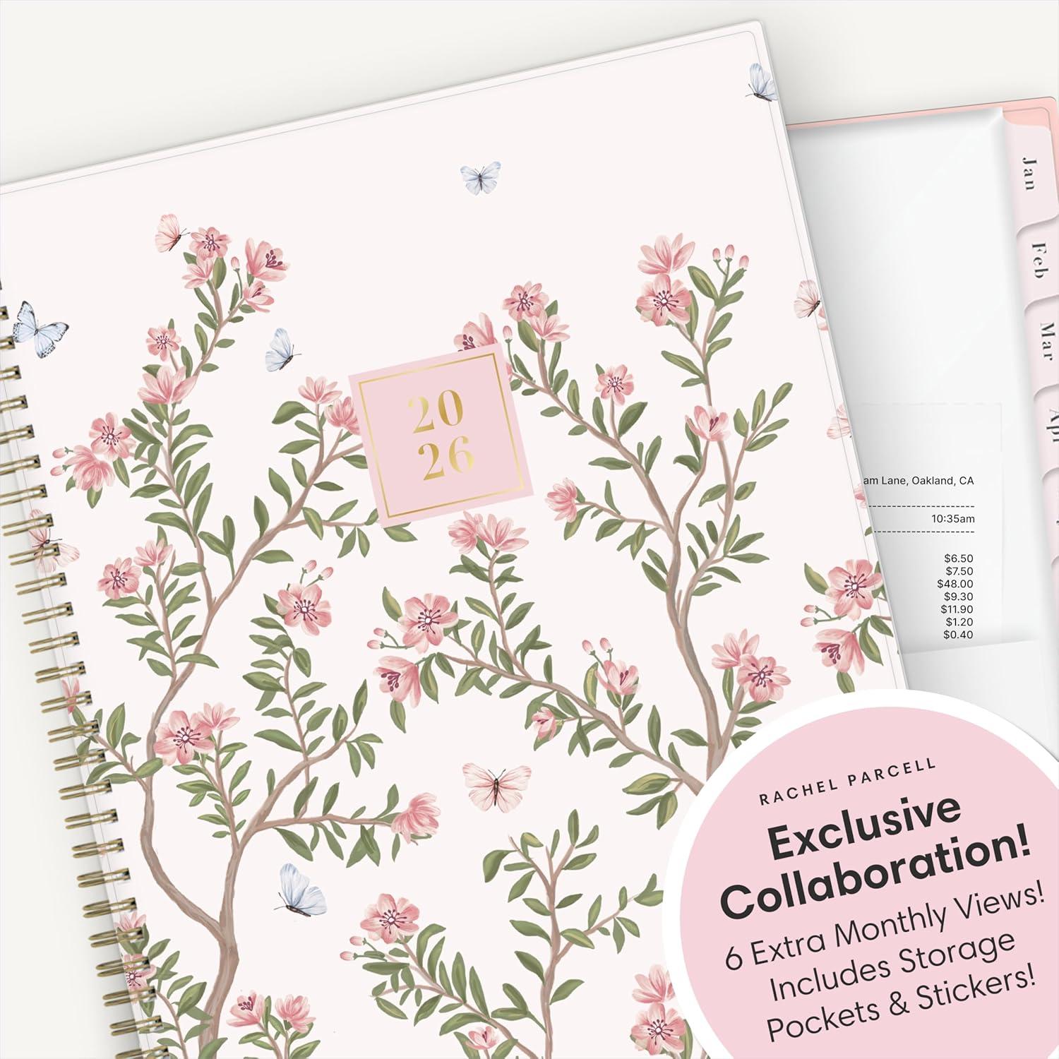 imageBlue Sky Rachel Parcell 2026 Weekly and Monthly Planner Calendar January 2026 December 2026 5quot x 8quot Clear Pocket Cover Durable Twin Wire Binding Laminated Tabs Pocket Stickers CherieCherie 2026