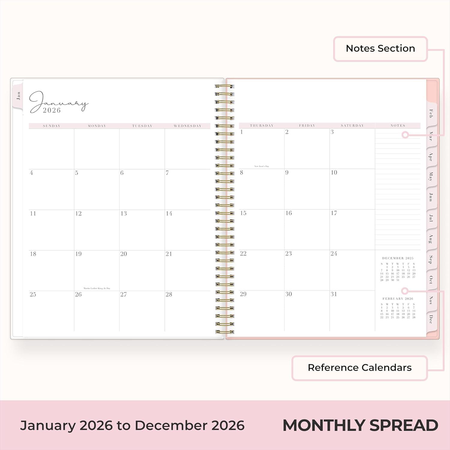 imageBlue Sky Rachel Parcell 2026 Weekly and Monthly Planner Calendar January 2026 December 2026 5quot x 8quot Clear Pocket Cover Durable Twin Wire Binding Laminated Tabs Pocket Stickers CherieCherie 2026