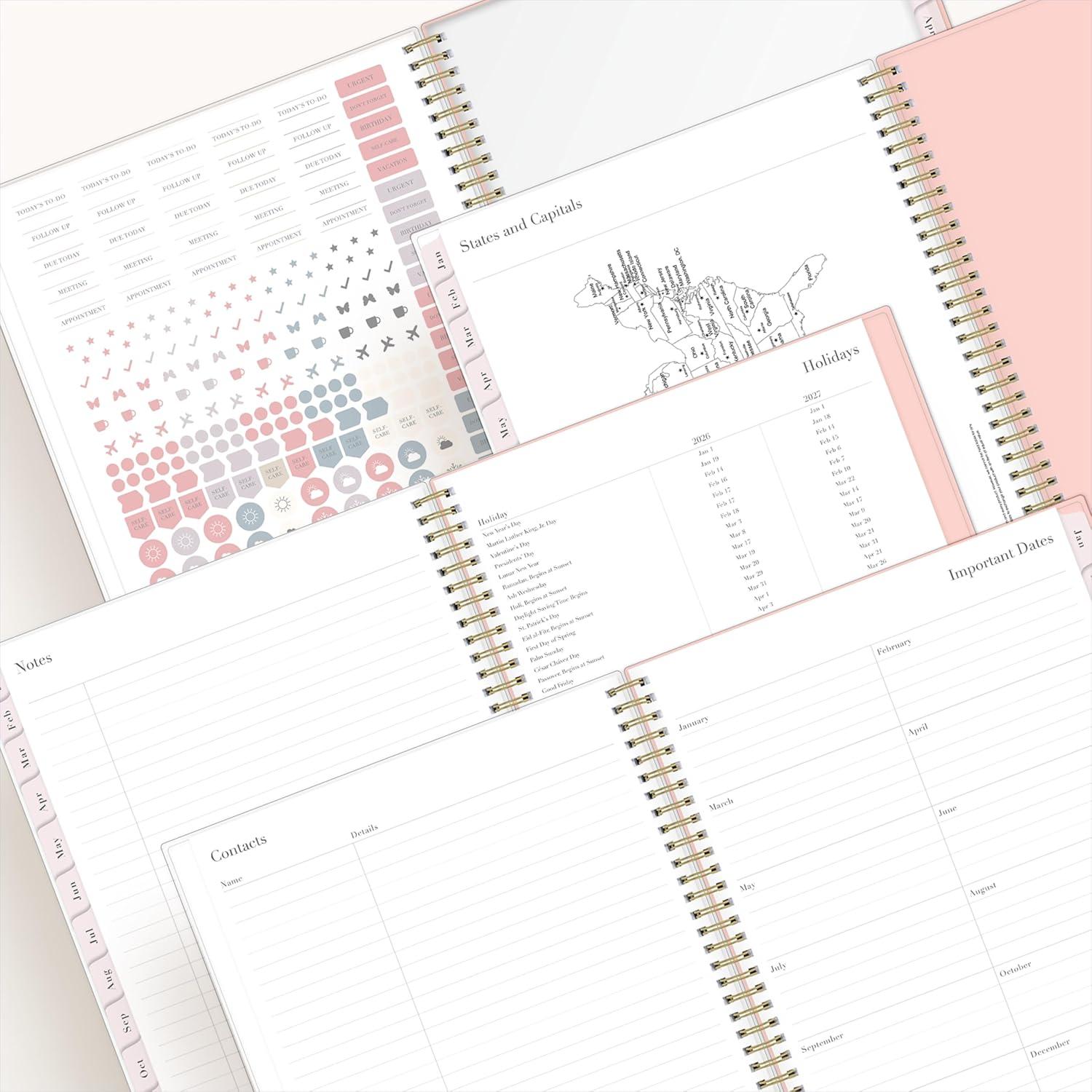 imageBlue Sky Rachel Parcell 2026 Weekly and Monthly Planner Calendar January 2026 December 2026 5quot x 8quot Clear Pocket Cover Durable Twin Wire Binding Laminated Tabs Pocket Stickers CherieCherie 2026