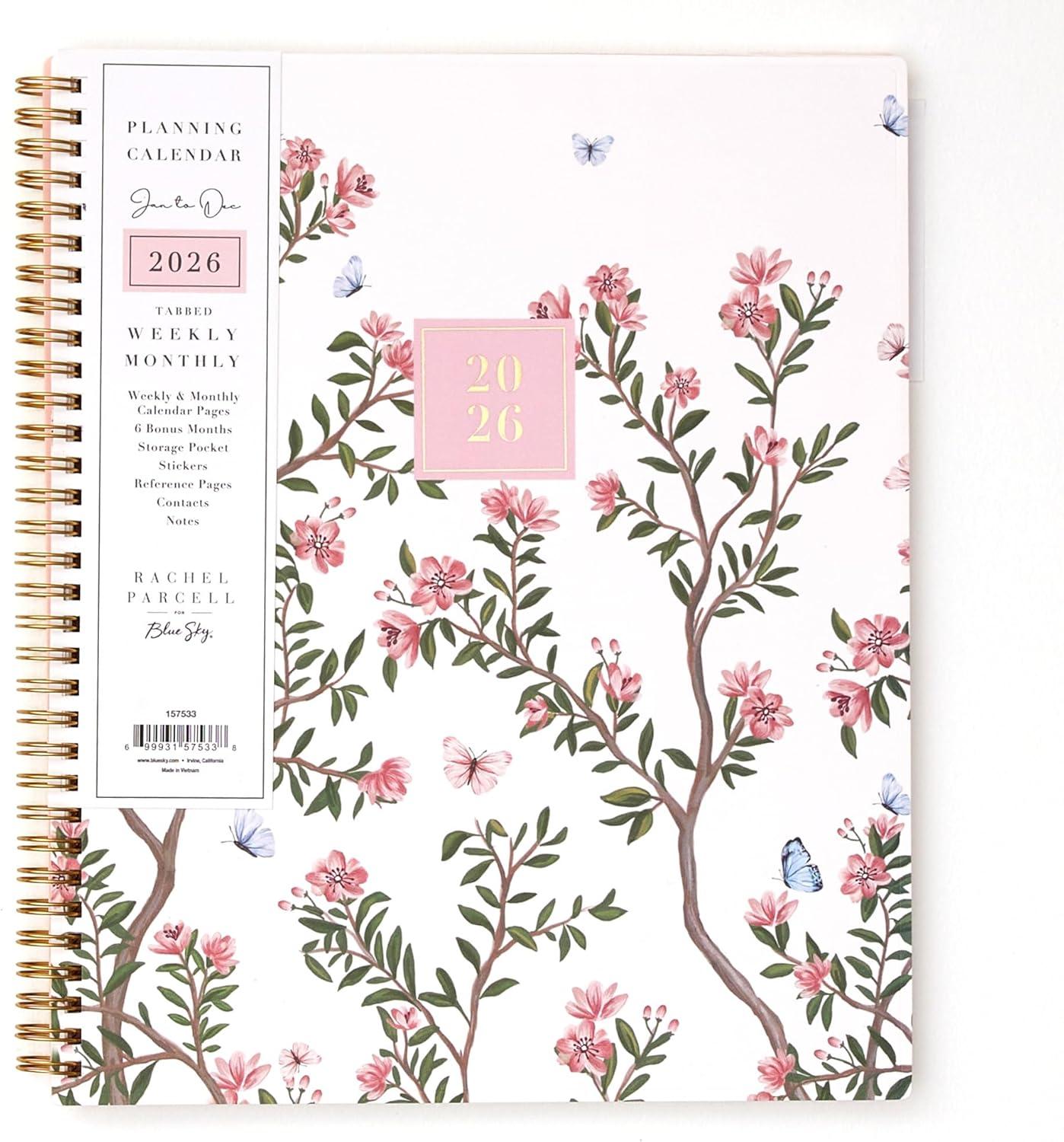 imageBlue Sky Rachel Parcell 2026 Weekly and Monthly Planner Calendar January 2026 December 2026 5quot x 8quot Clear Pocket Cover Durable Twin Wire Binding Laminated Tabs Pocket Stickers CherieCherie 2026