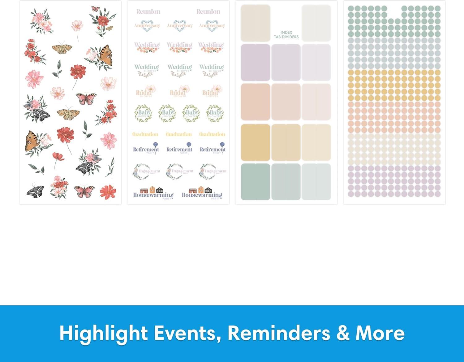 imageBlue Sky Sticker Book Everyday and Monthly Planner Stickers NonDated Glued with Bungee 1460 Stickers for Journals and Calendars Floral 45quot x 9quotFloral