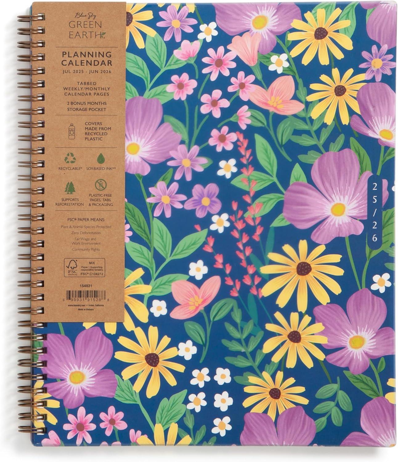 imageBlue Sky Sustainability 20252026 Weekly and Monthly Academic Year Planner Calendar July 2025 June 2026 85quot x 11quot Flexible Cover From Recycled Plastic Wirebound Plastic Free Tabs Storage Pocket GailGail 20252026