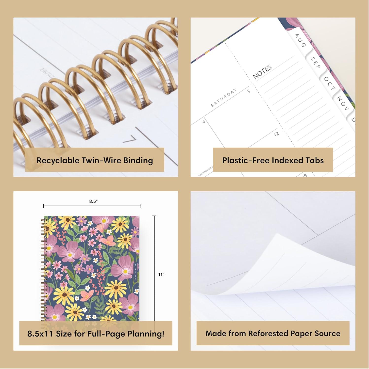 imageBlue Sky Sustainability 20252026 Weekly and Monthly Academic Year Planner Calendar July 2025 June 2026 85quot x 11quot Flexible Cover From Recycled Plastic Wirebound Plastic Free Tabs Storage Pocket GailGail 20252026