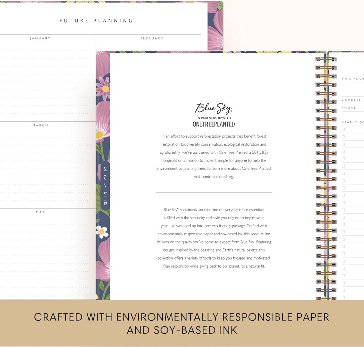 imageBlue Sky Sustainability 20252026 Weekly and Monthly Academic Year Planner Calendar July 2025 June 2026 85quot x 11quot Flexible Cover From Recycled Plastic Wirebound Plastic Free Tabs Storage Pocket GailGail 20252026