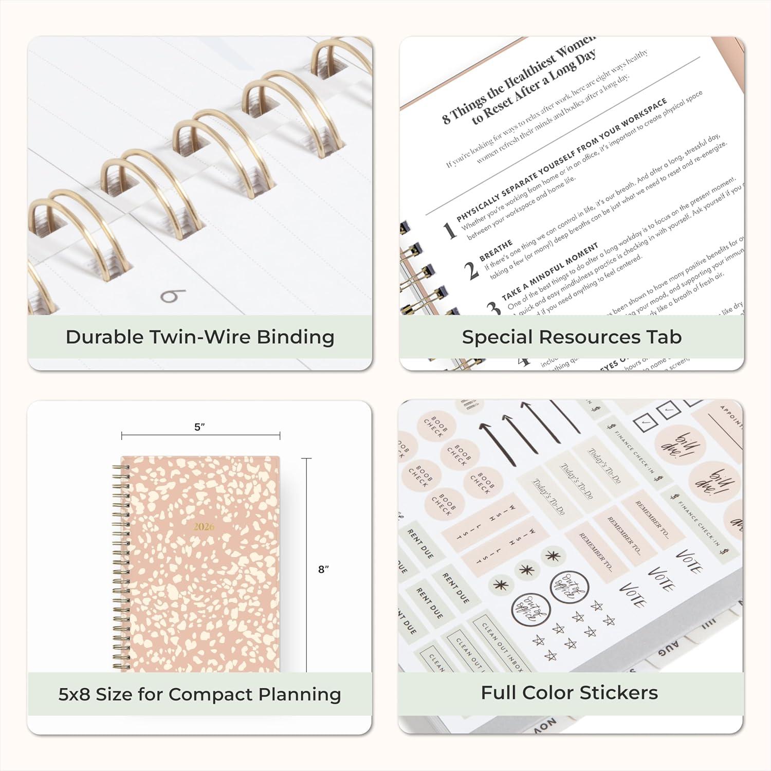 imageBlue Sky The Everygirl 2026 Weekly and Monthly Planner Calendar January 2026 December 2026 85quot x 11quot Flexible Cover Durable Twin Wire Binding Storage Pocket With Stickers Bengala Desert RoseBengala Desert Rose 2026