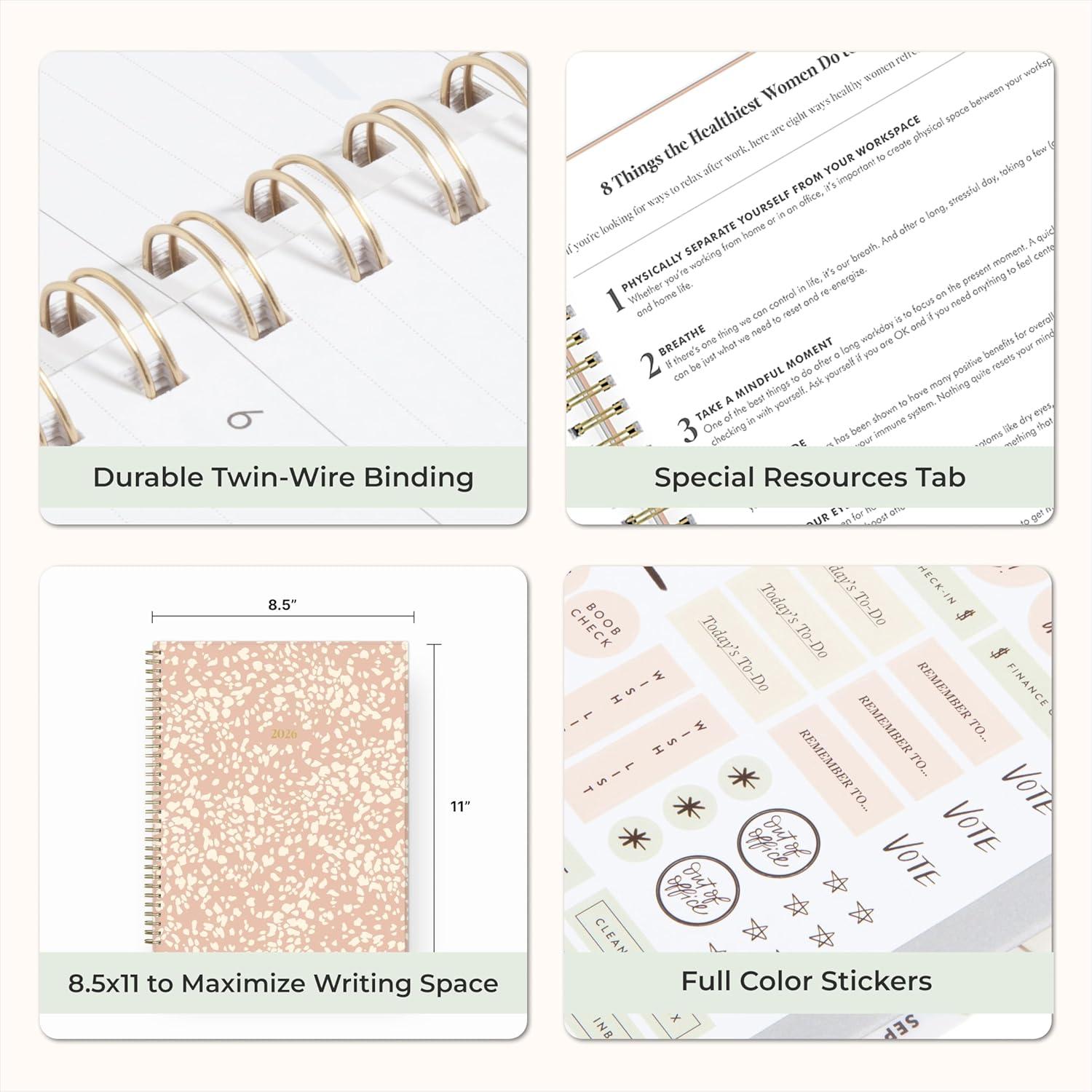 imageBlue Sky The Everygirl 2026 Weekly and Monthly Planner Calendar January 2026 December 2026 85quot x 11quot Flexible Cover Durable Twin Wire Binding Storage Pocket With Stickers Bengala Desert RoseBengala Desert Rose 2026