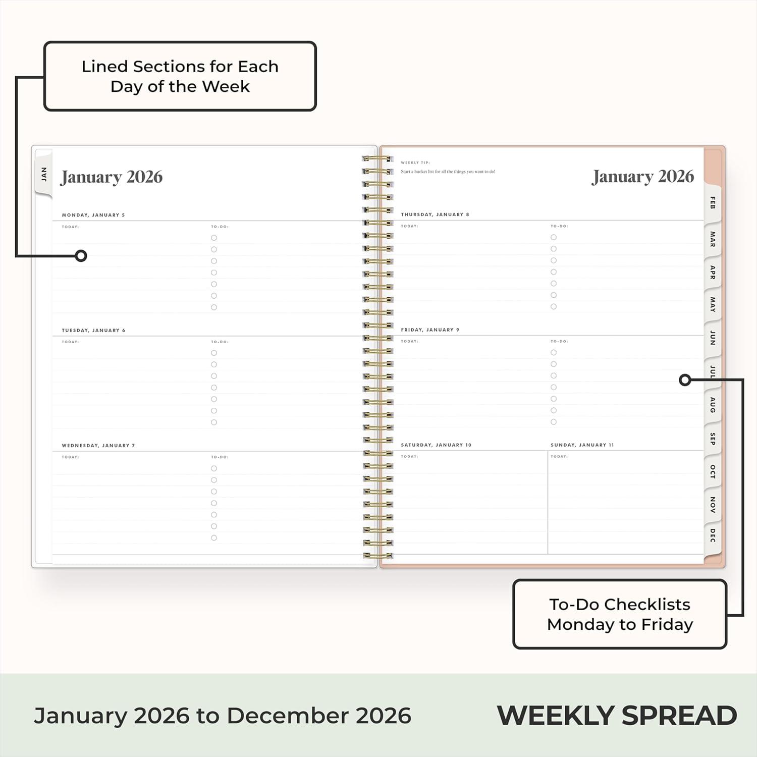 imageBlue Sky The Everygirl 2026 Weekly and Monthly Planner Calendar January 2026 December 2026 85quot x 11quot Flexible Cover Durable Twin Wire Binding Storage Pocket With Stickers Bengala Desert RoseBengala Desert Rose 2026