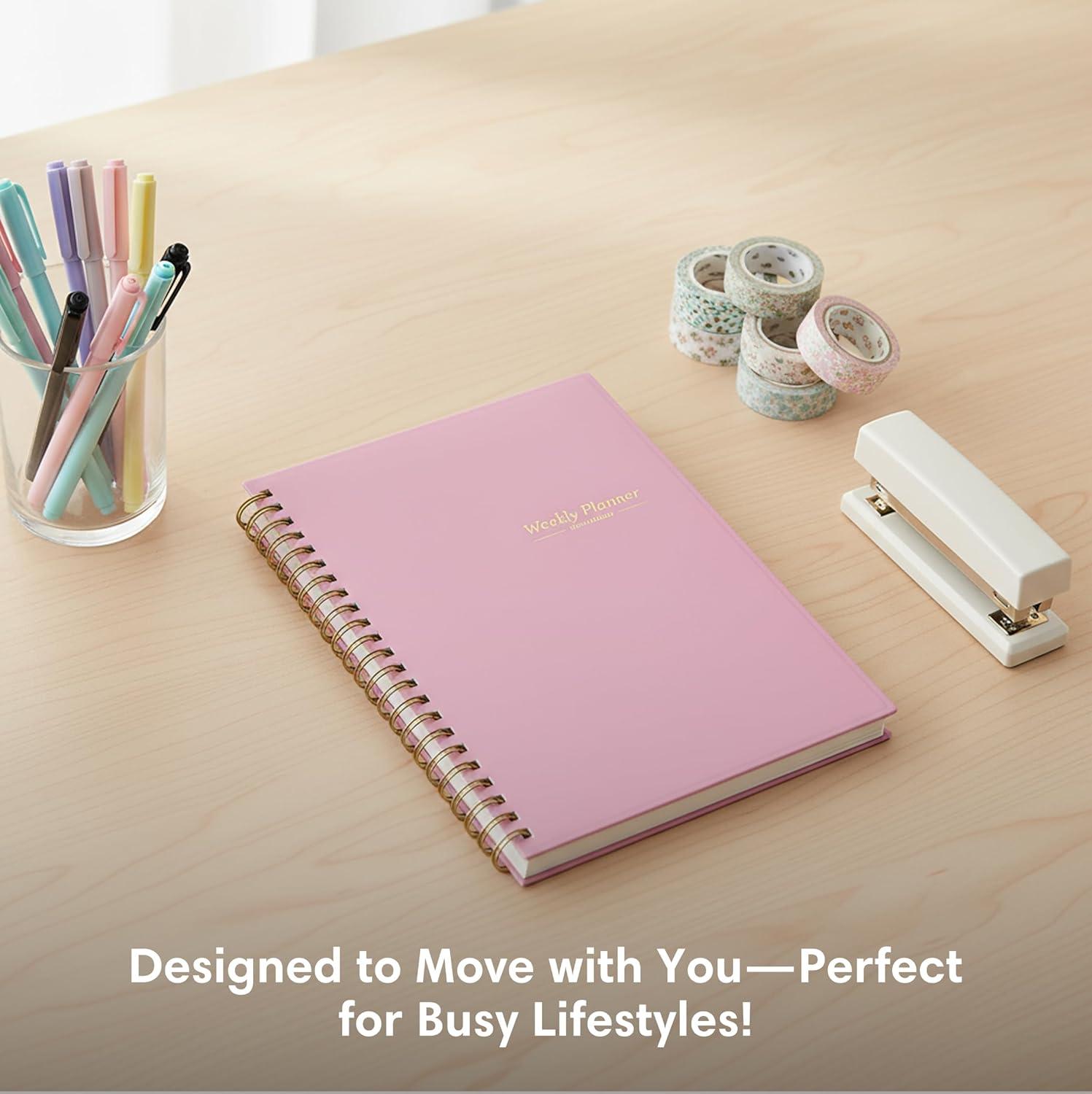 imageBlue Sky Undated Planner Calendar 5 x 8 Weekly View Organizer TwinWire Binding Flexible Cover Blank Notes Pages for GoalSetting and Productivity Sorbet 5quot x 8quotImperial Rose