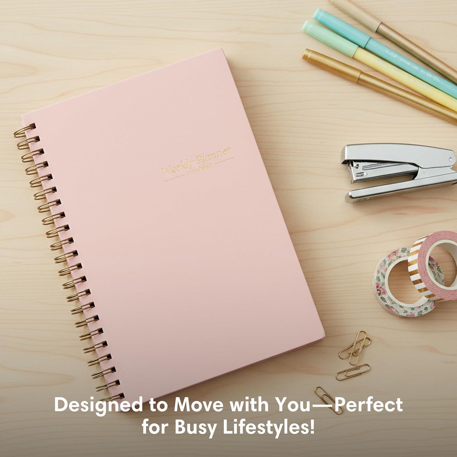 imageBlue Sky Undated Planner Calendar 5 x 8 Weekly View Organizer TwinWire Binding Flexible Cover Blank Notes Pages for GoalSetting and Productivity Sorbet 5quot x 8quotSorbet