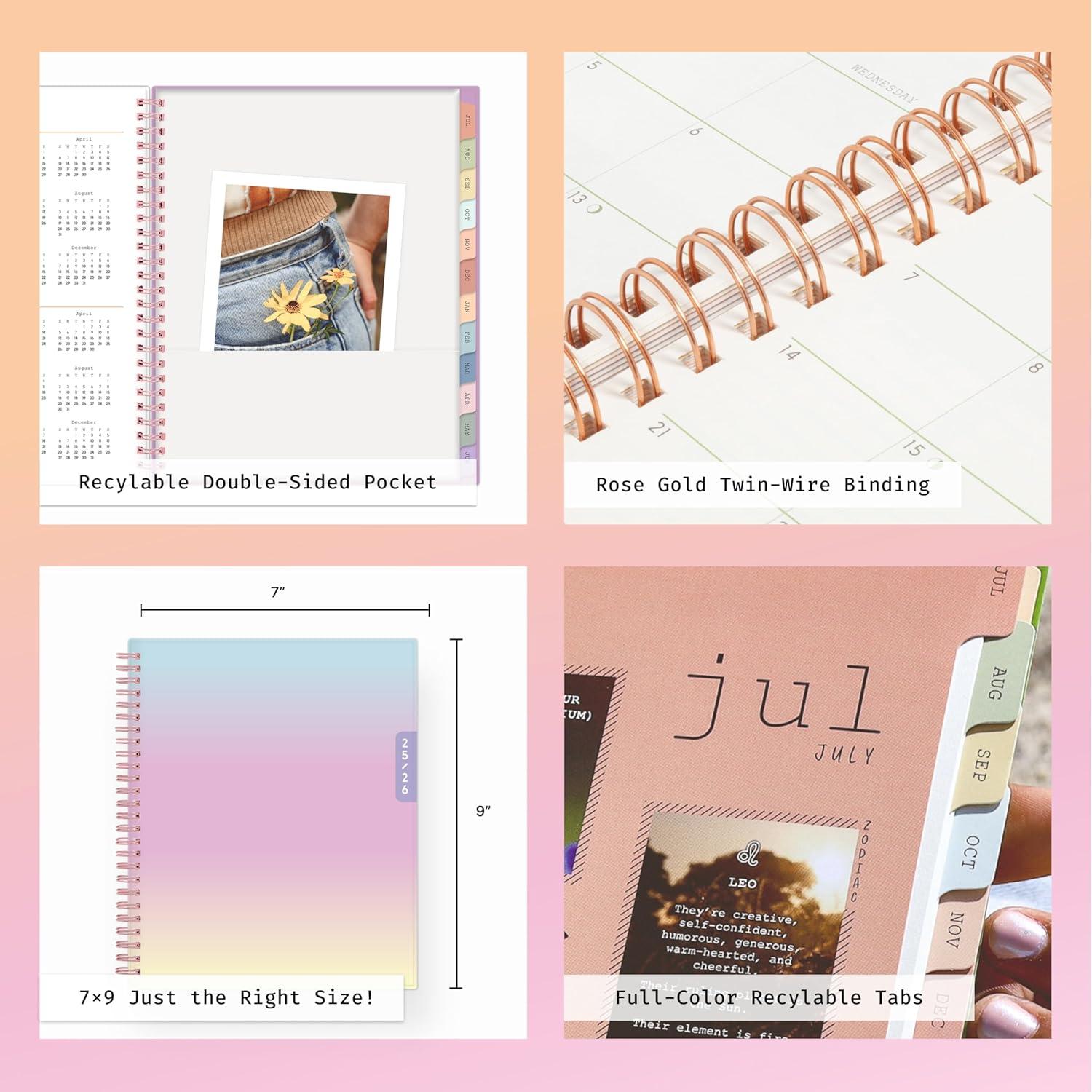 imageBlue Sky WAAV 20252026 Weekly and Monthly Academic Year Planner Calendar July 2025 June 2026 7quot x 9quot Flexible Cover Wirebound Laminated Tabs Storage Pocket LisaLisa 20252026