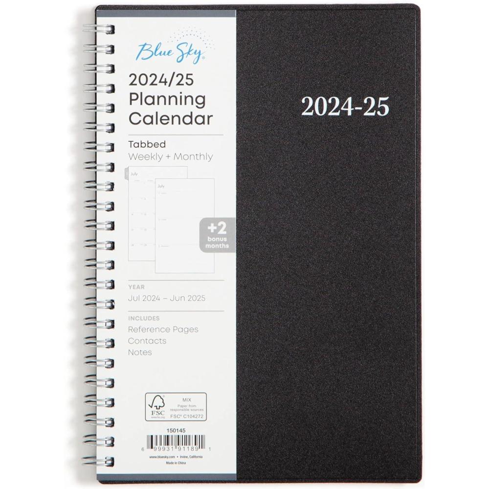 imageBlue Sky 20252026 Weekly and Monthly Academic Year Planner Calendar July June 85quot x 11quot Flexible Cover Wirebound Laminated Tabs Storage Pocket Enterprise Enterprise 20252026 85quot x 11quotEnterprise 20242025