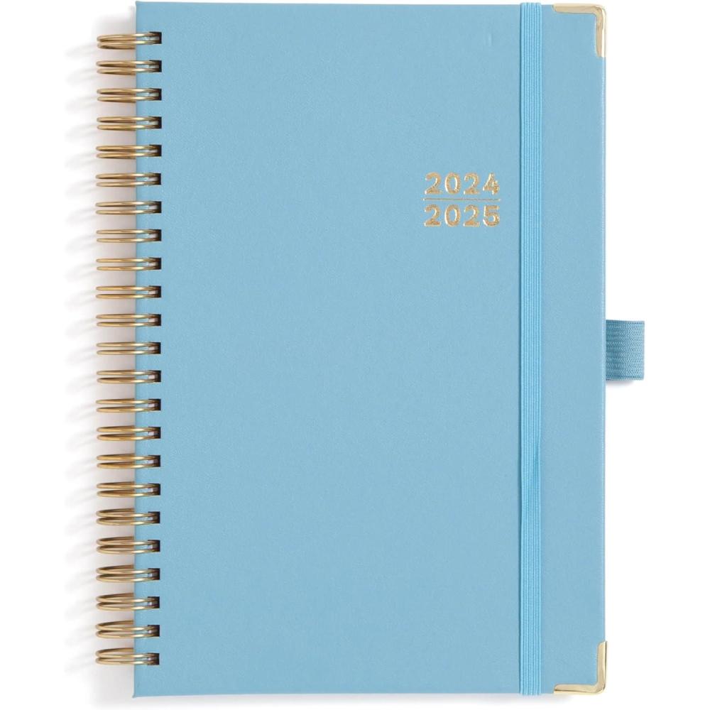 imageBlue Sky 20252026 Weekly and Monthly Academic Year Planner Calendar July 2025 June 2026 5quot x 8quot Faux Leather Cover Wirebound Storage Pocket Laminated Tabs Imperial RoseBlue Haze 20242025