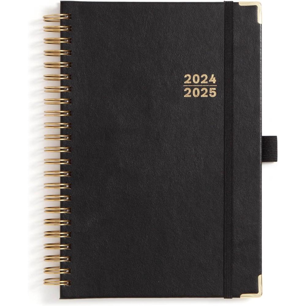 imageBlue Sky 20252026 Weekly and Monthly Academic Year Planner Calendar July 2025 June 2026 5quot x 8quot Faux Leather Cover Wirebound Storage Pocket Laminated Tabs Imperial RoseSolid Black