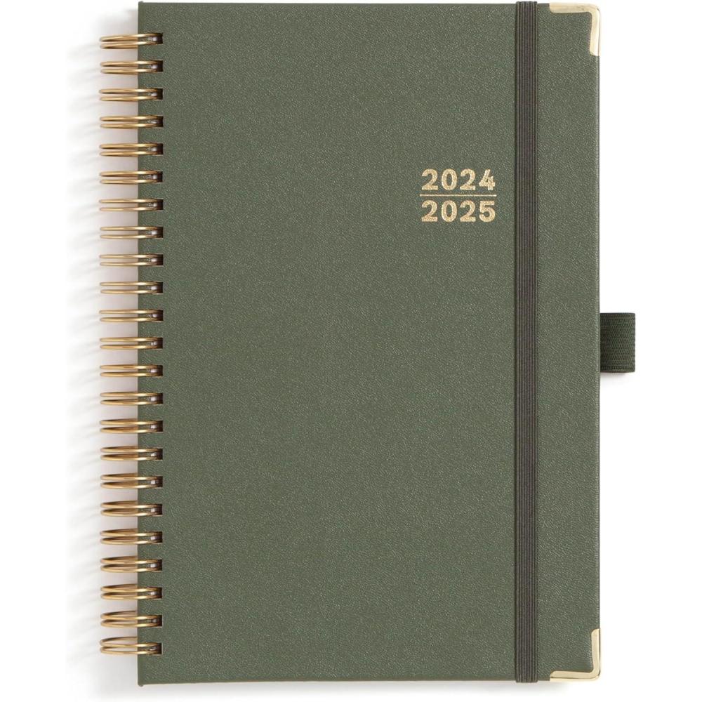 imageBlue Sky 20252026 Weekly and Monthly Academic Year Planner Calendar July 2025 June 2026 5quot x 8quot Faux Leather Cover Wirebound Storage Pocket Laminated Tabs Imperial RoseOlive Green 20242025