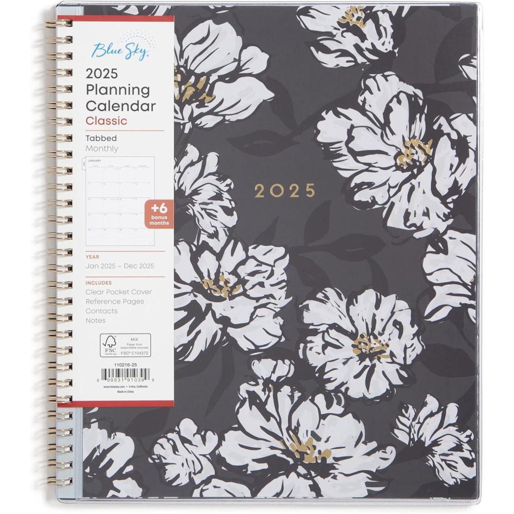 imageBlue Sky 2026 Monthly Planner Calendar January 2026 December 2026 8quot x 10quot Clear Pocket Cover Laminated Tabs Durable Twin Wire Binding Baccara DarkBaccara Dark 2025