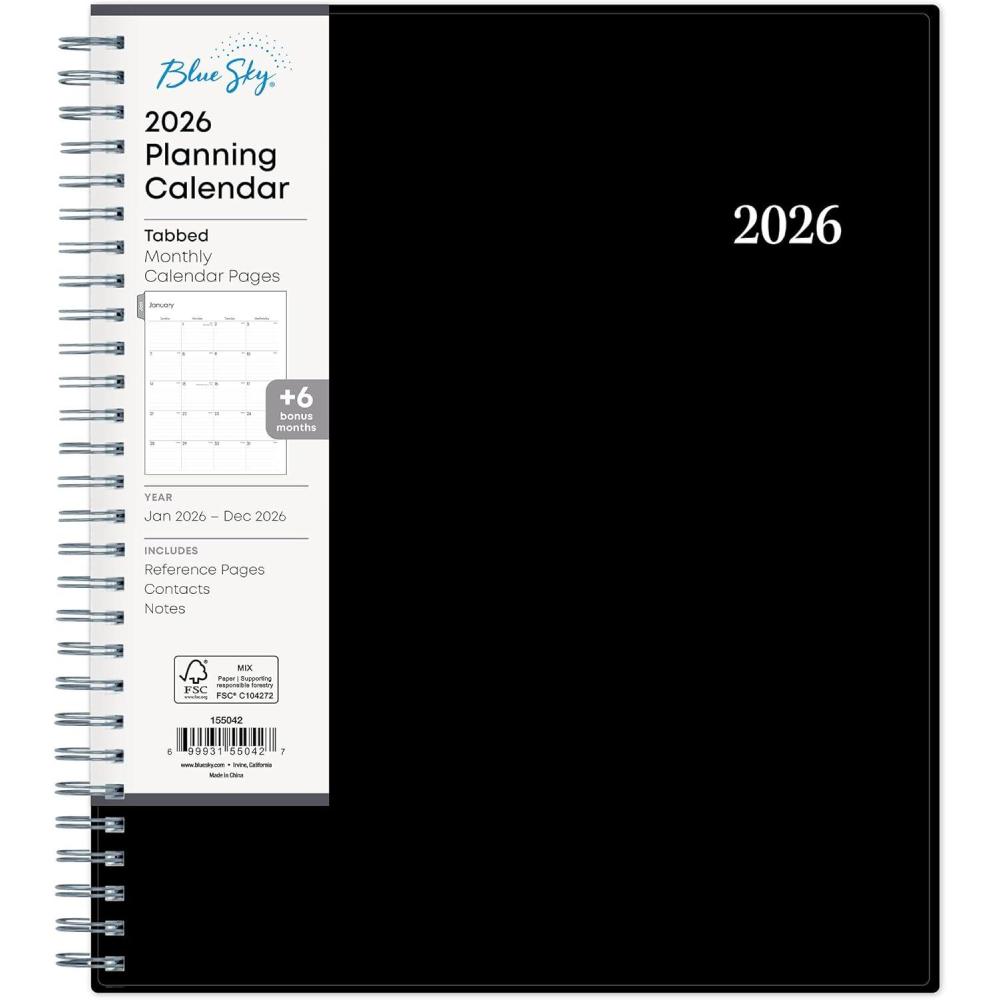 imageBlue Sky 2026 Monthly Planner Calendar January 2026 December 2026 8quot x 10quot Monthly Layout Flexible Cover Silver Wirebound Laminated Tabs EnterpriseEnterprise 2026