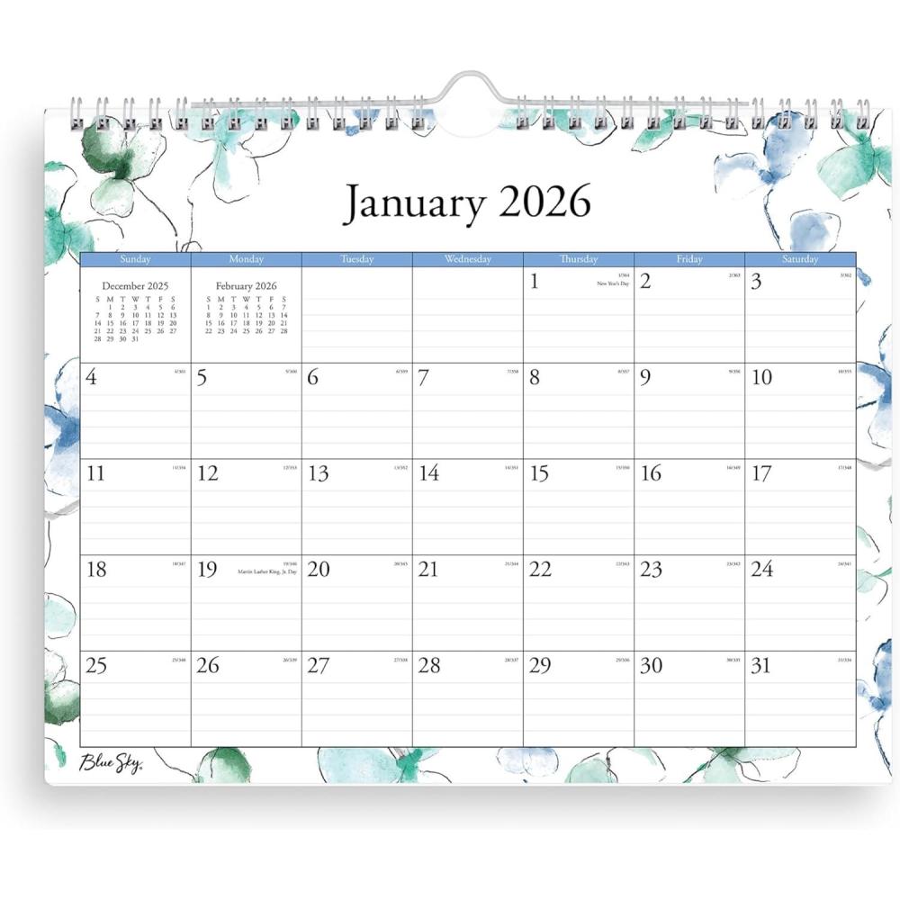imageBlue Sky 2026 Monthly Wall Calendar January 2026 December 2026 Durable Twin Wire Binding 11quot x 875quot Perfect For Home Office And Classrooms Baccara DarkLindley 2026