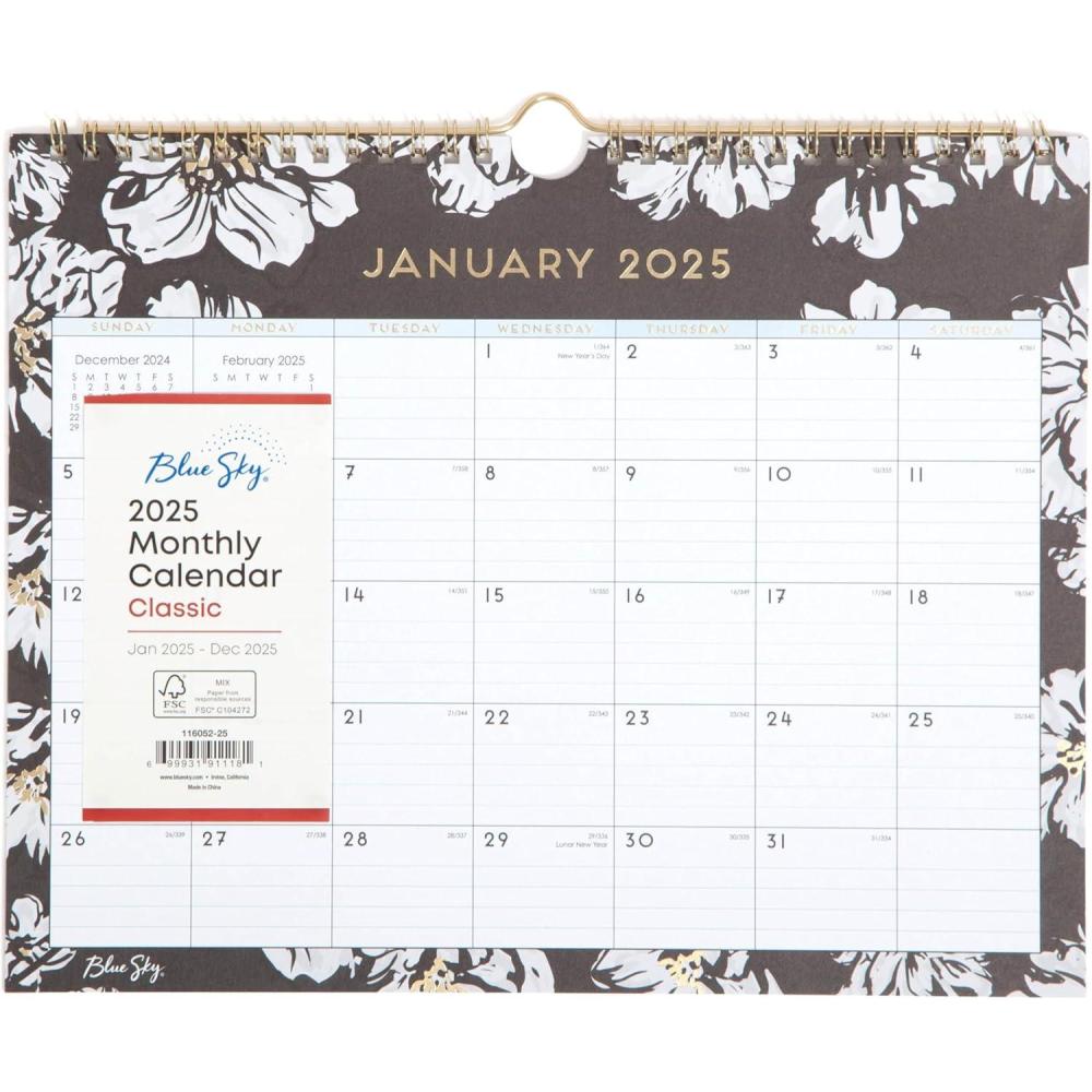 imageBlue Sky 2026 Monthly Wall Calendar January 2026 December 2026 Durable Twin Wire Binding 11quot x 875quot Perfect For Home Office And Classrooms Baccara DarkBaccara Dark 2025