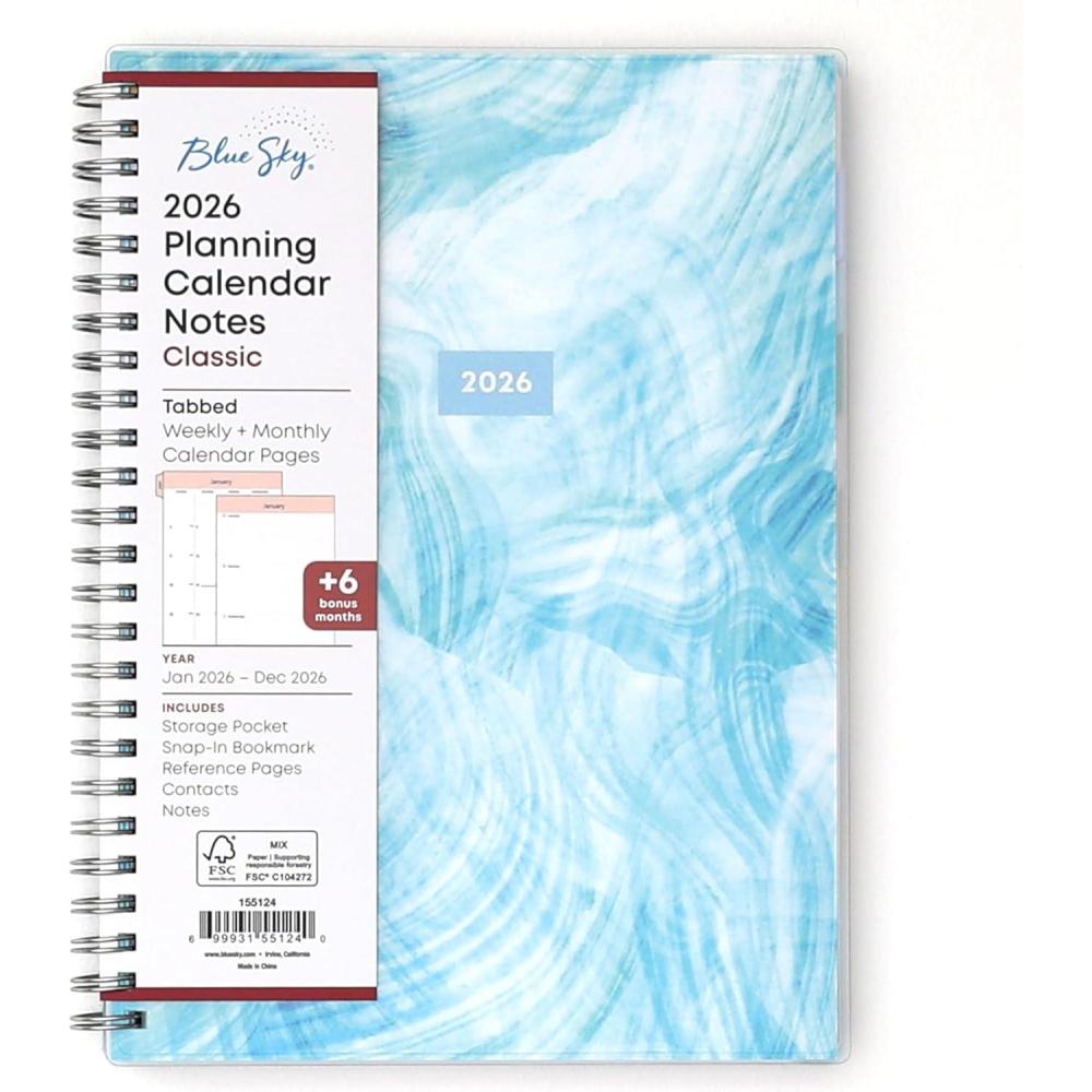 imageBlue Sky 2026 Weekly and Monthly Planner Calendar January 2026 December 2026 5875 x 8625 Flexible Cover Storage Pocket Ruler Colorful Interior Includes Extra 30 Sheets of Notes BlackTides 2026