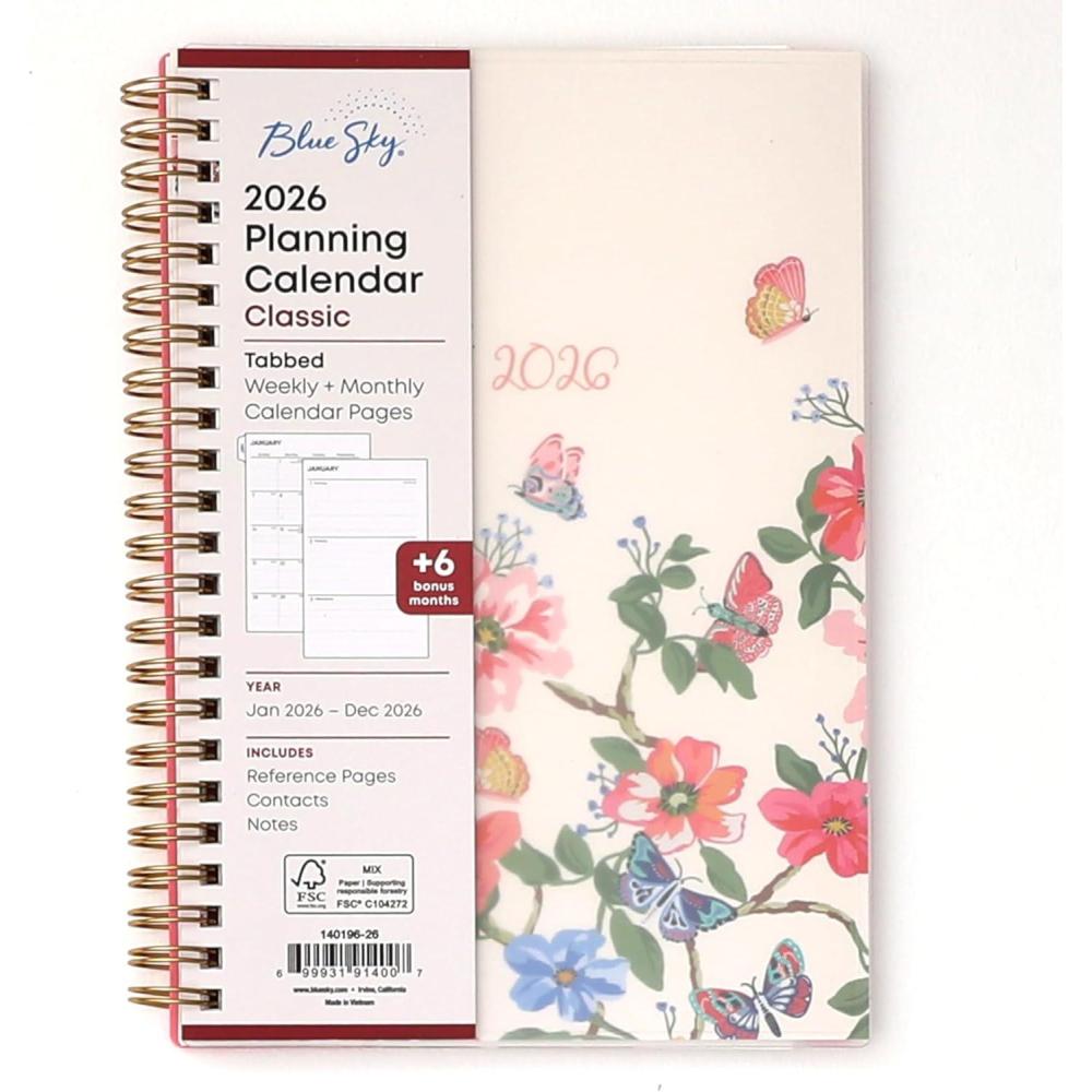 imageBlue Sky 2026 Weekly and Monthly Planner Calendar January 2026 December 2026 5quot x 8quot Flexible Frosted Cover Laminated Tabs Durable Twin Wire Binding Fly ByFly By 2026