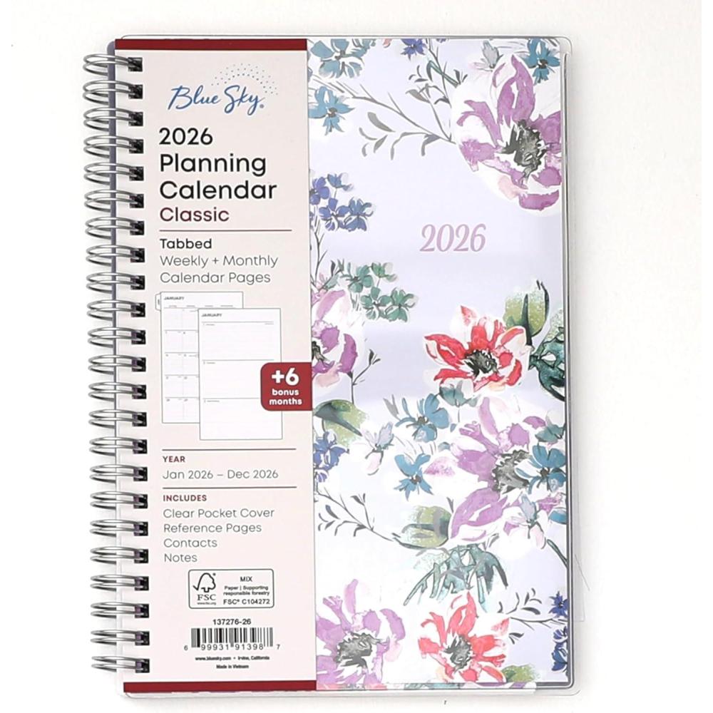 imageBlue Sky 2026 Weekly and Monthly Planner Calendar January 2026 December 2026 85quot x 11quot Clear Pocket Cover Laminated Tabs Durable Twin Wire Binding Storage Pocket LailaLaila 2026