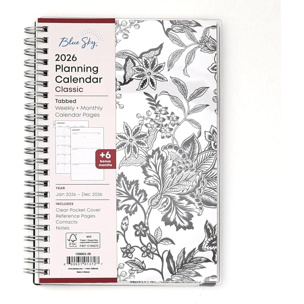 imageBlue Sky 2026 Weekly and Monthly Planner Calendar January 2026 December 2026 85quot x 11quot Clear Pocket Cover Laminated Tabs Durable Twin Wire Binding Storage Pocket AnaleisAnaleis 2026