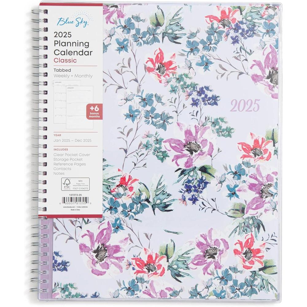 imageBlue Sky 2026 Weekly and Monthly Planner Calendar January 2026 December 2026 85quot x 11quot Clear Pocket Cover Laminated Tabs Durable Twin Wire Binding Storage Pocket LailaLaila