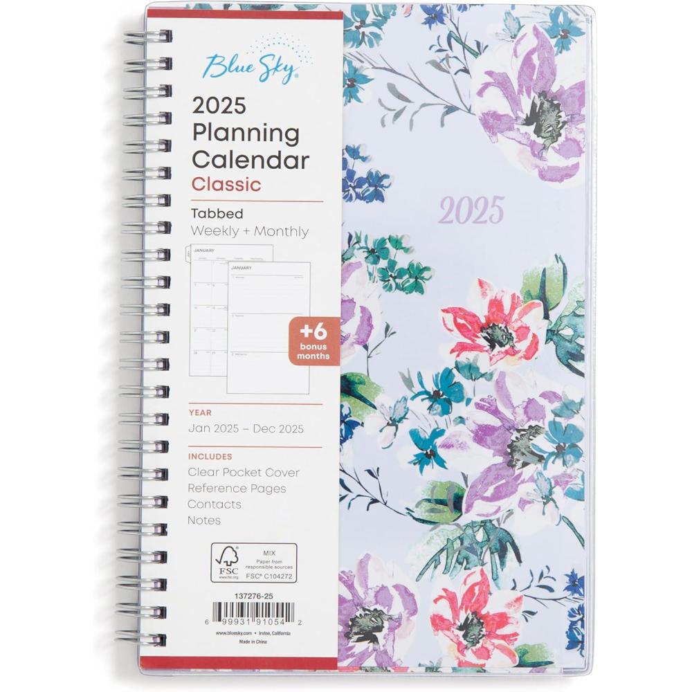 imageBlue Sky 2026 Weekly and Monthly Planner Calendar January 2026 December 2026 85quot x 11quot Clear Pocket Cover Laminated Tabs Durable Twin Wire Binding Storage Pocket LailaLaila 2025