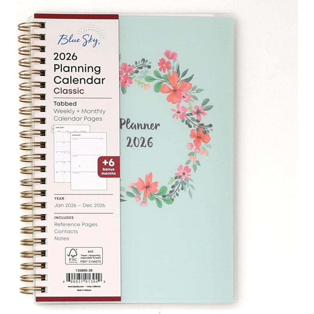 imageBlue Sky 2026 Weekly and Monthly Planner Calendar January 2026 December 2026 85quot x 11quot Flexible Cover Laminated Tabs Durable Twin Wire Binding Storage Pocket LaurelLaurel 2026