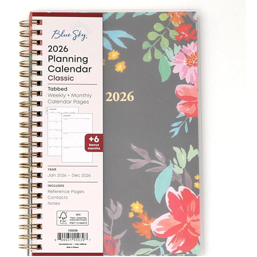 imageBlue Sky 2026 Weekly and Monthly Planner Calendar January 2026 December 2026 85quot x 11quot Flexible Cover Laminated Tabs Durable Twin Wire Binding Storage Pocket SophieSophie 2026
