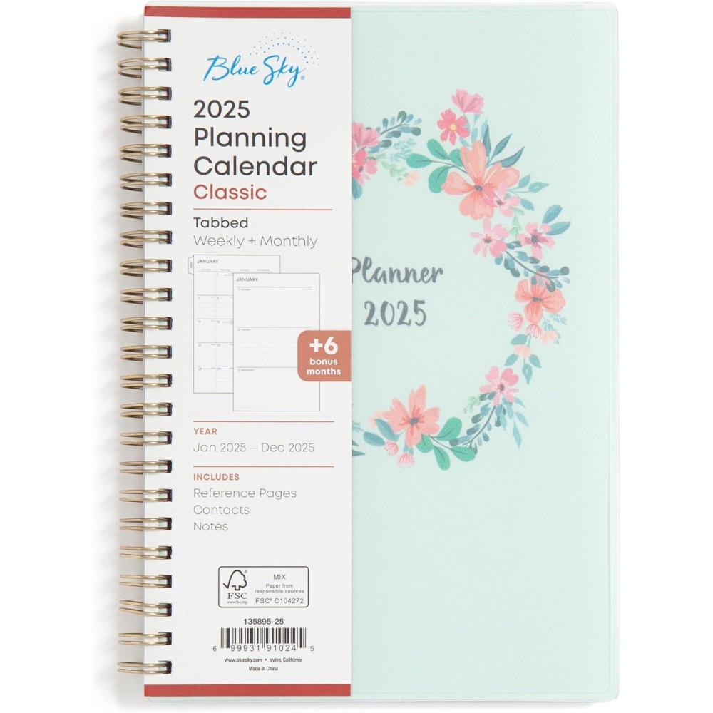 imageBlue Sky 2026 Weekly and Monthly Planner Calendar January 2026 December 2026 85quot x 11quot Flexible Cover Laminated Tabs Durable Twin Wire Binding Storage Pocket LaurelLaurel 2025