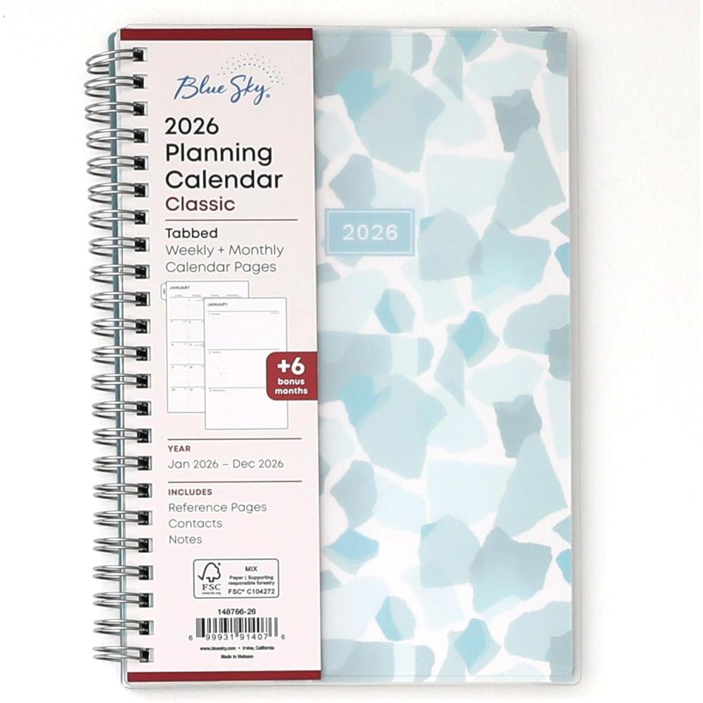 imageBlue Sky 2026 Weekly and Monthly Planner Calendar January 2026 December 2026 85quot x 11quot Flexible Frosted Cover Laminated Tabs Durable Twin Wire Binding Storage Pocket AmitzaAmitza 2026