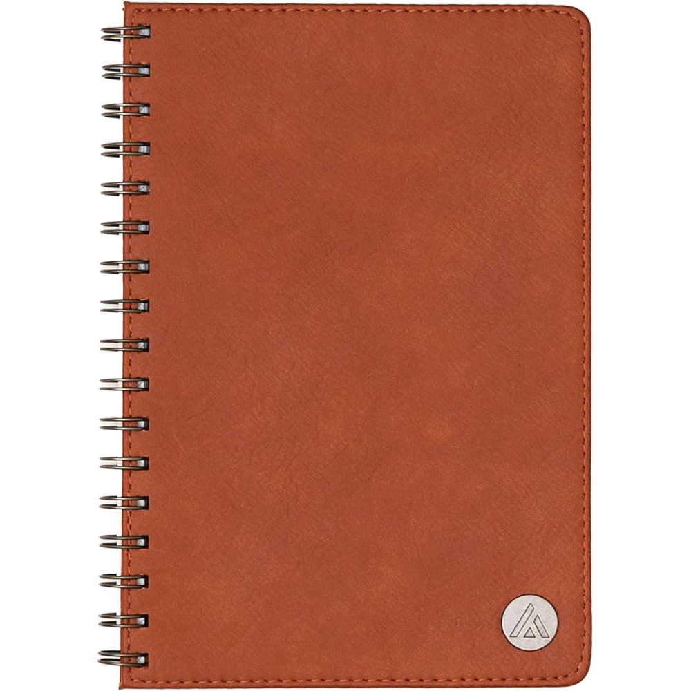 imageBlue Sky ASMBLD NonDated Notebook 160 Pages 575quot x 85quot Safety Wirebound Tan Faux Leather Cover Lined Pages Durable Perfect for Office Home School JournalsBrown