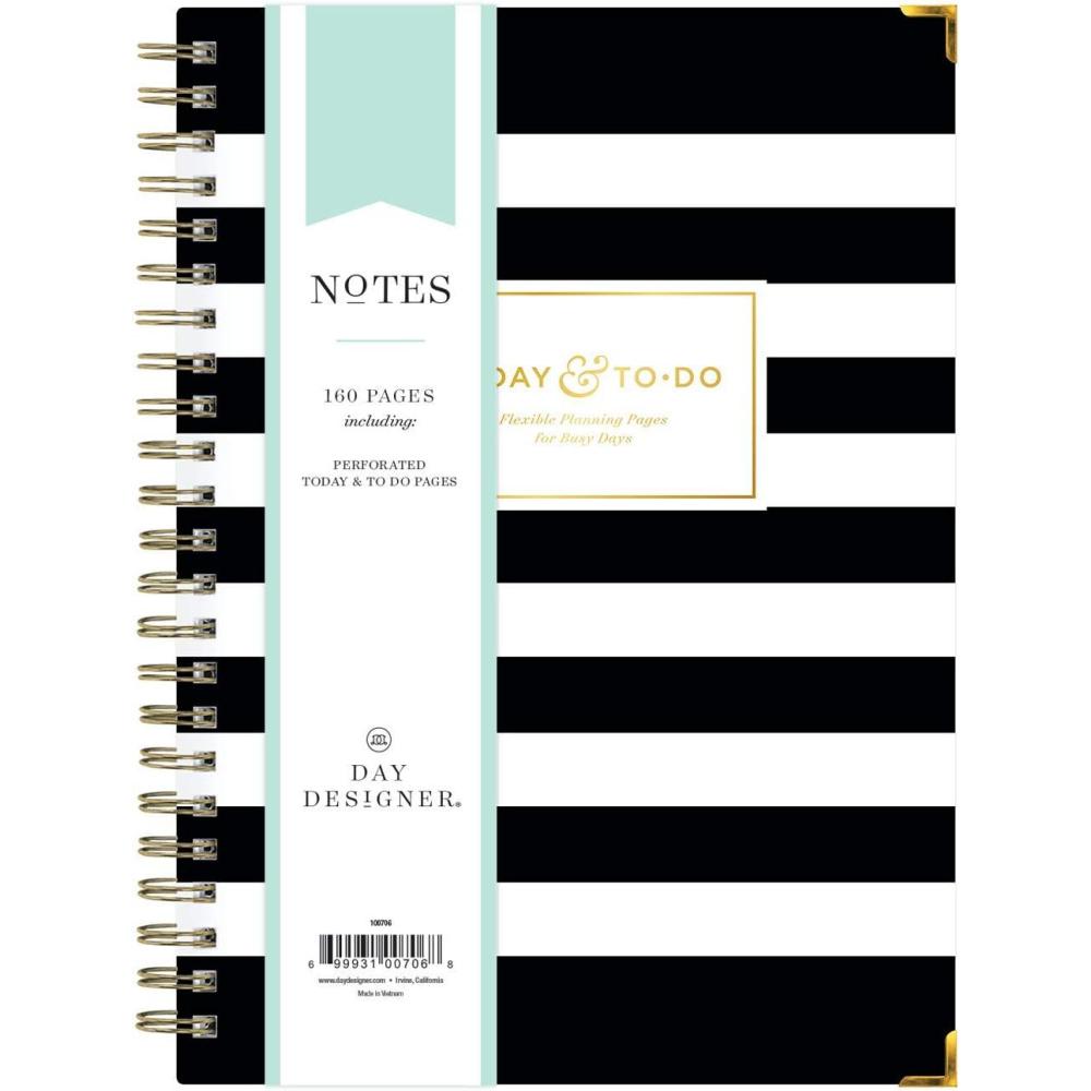 imageBlue Sky Day Designer for Today ToDo Notebook 160 Ruled Pages TwinWire Binding Hardcover 575 x 85 Black Stripe