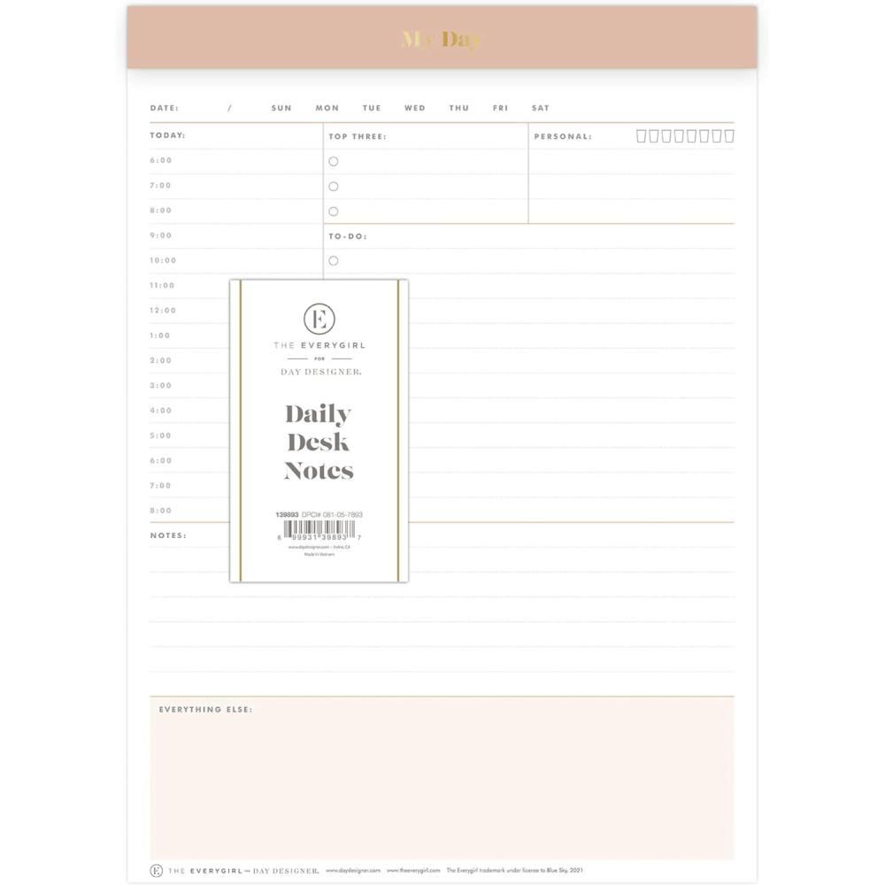 imageBlue Sky Desk Notes 7quot x 9quot NonDated Daily Notepad Perforated Pages TearOff Trim Tape Task Planner for Office Home and School Gray 7quot x 9quotDesert Rose