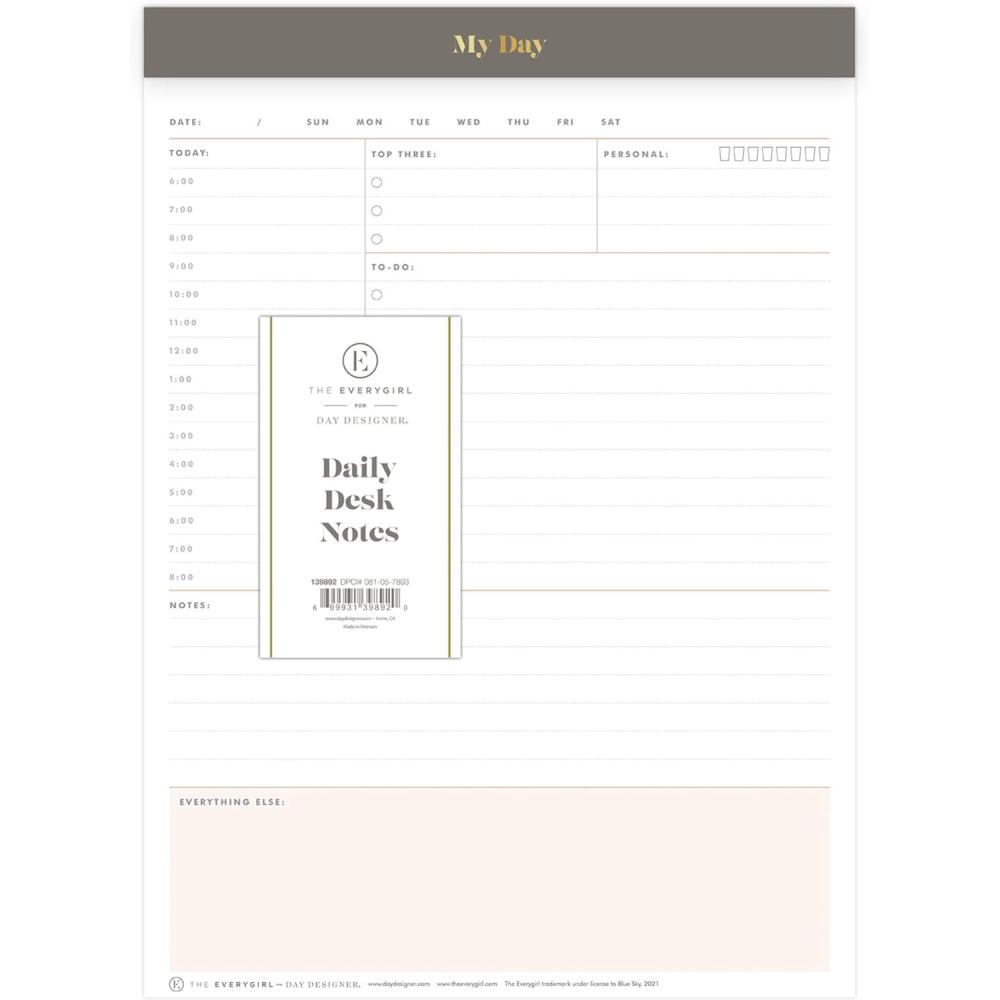 imageBlue Sky Desk Notes 7quot x 9quot NonDated Daily Notepad Perforated Pages TearOff Trim Tape Task Planner for Office Home and School Gray 7quot x 9quotGray