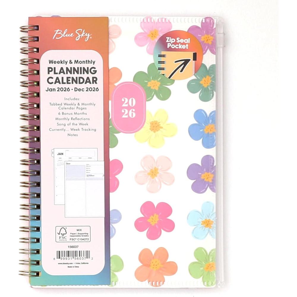 imageBlue Sky Gen Z 2026 Weekly and Monthly Planner Calendar January 2026 December 2026 85quot x 11quot Flexible Cover With Zip Pouch Durable Twin Wire Binding Laminated Tabs Storage Pocket CapriCapri 2026