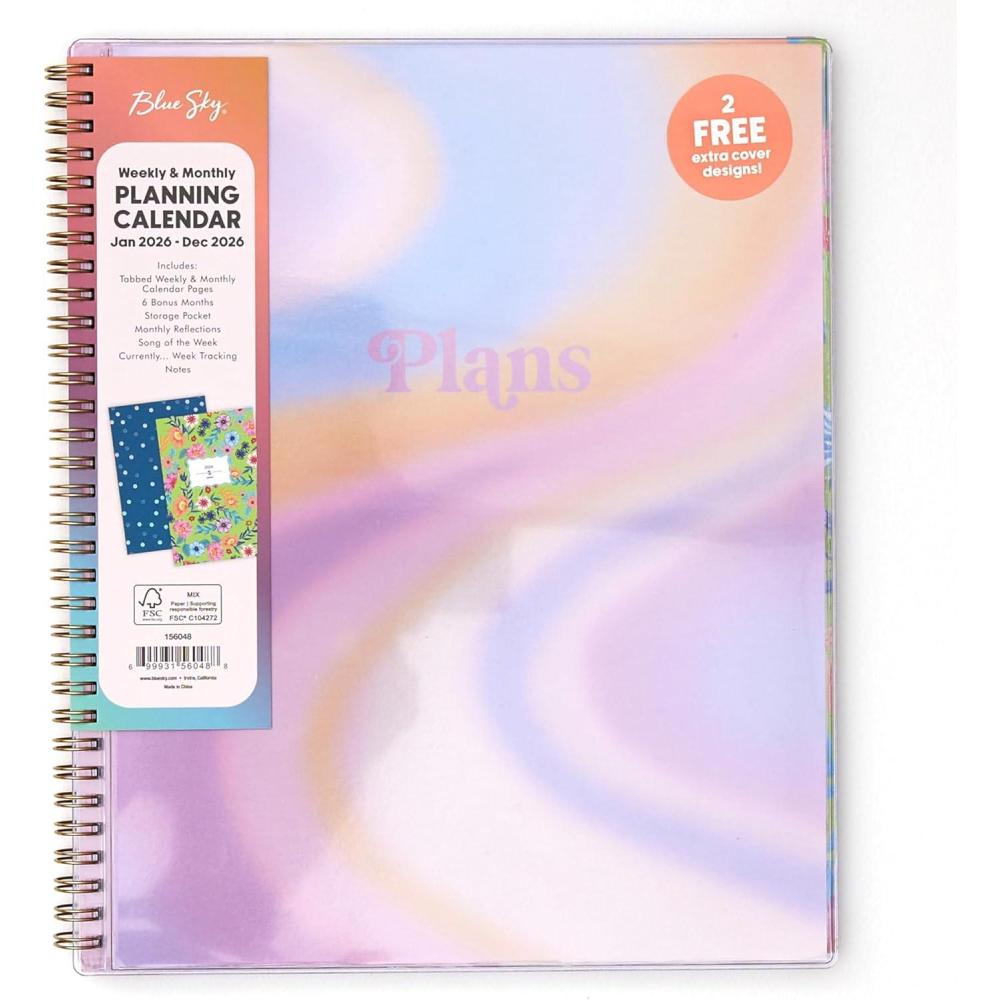 imageBlue Sky Gen Z 2026 Weekly and Monthly Planner Calendar January 2026 December 2026 85quot x 11quot Flexible Interchangeable Cover Durable Twin Wire Binding Laminated Tabs Storage Pocket EuropaEuropa 2026