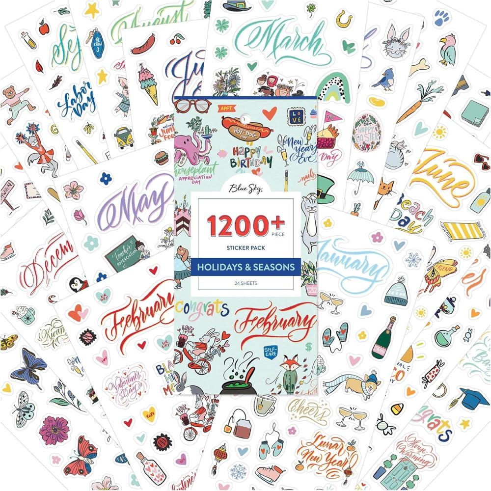 imageBlue Sky Holidays ampamp Seasons 1200 Sticker Pack Planner and Calendar Pack 449 x 906 Full Color 24 Sheets