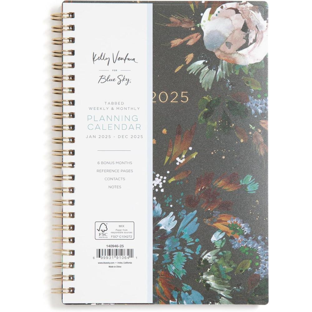 imageBlue Sky Kelly Ventura 2026 Weekly and Monthly Planner Calendar January 2026 December 2026 5quot x 8quot Flexible Cover Laminated Tabs Durable Twin Wire Binding Storage Pocket Midnight GardenMidnight Garden 2025