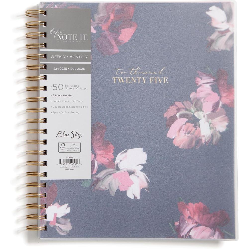 imageBlue Sky Life Note It 2026 Weekly and Monthly Planner Notes January 2026 December 2026 85quot x 11quot Flexible Cover Durable Twin Wire Binding Storage Pocket 50 Perforated Notes Sheets LeahLeah 2025