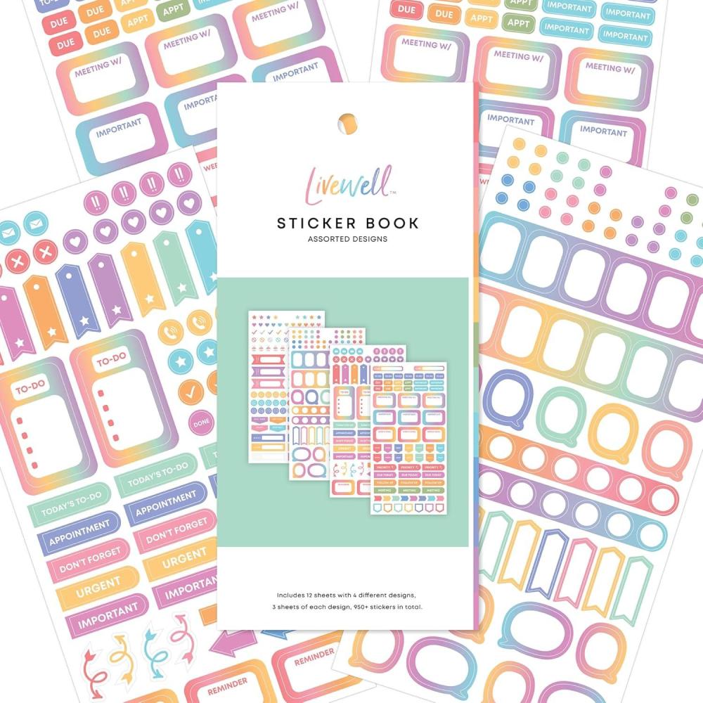 imageBlue Sky Livewell Sticker Book 950 Stickers Planner with Journal Accessories Motivational Functional and Decorative Stickers for Goal Setting with Organization 11