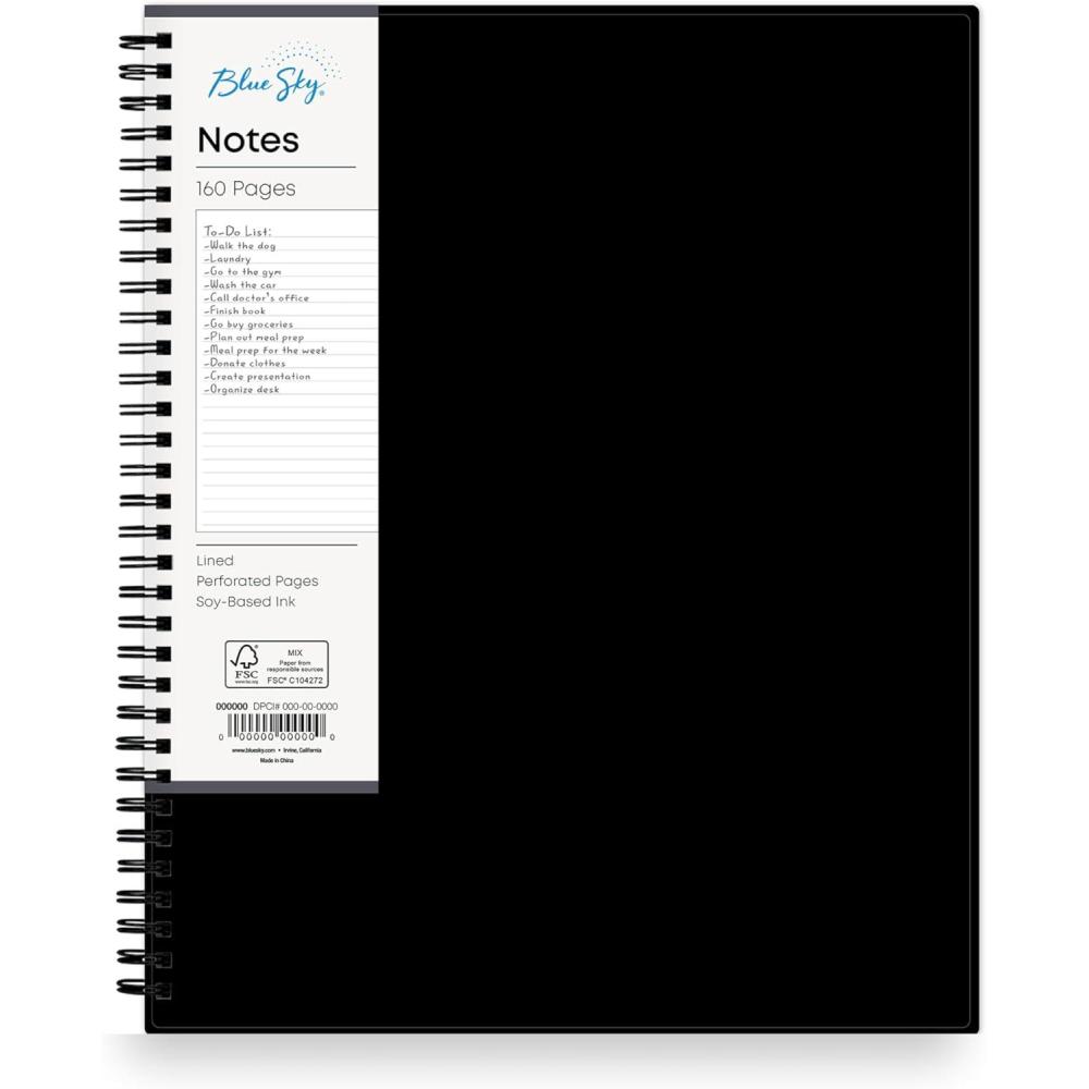 imageBlue Sky Smart Notes Professional Notebook WireO Binding 85quot x 11quot Black 14713Black