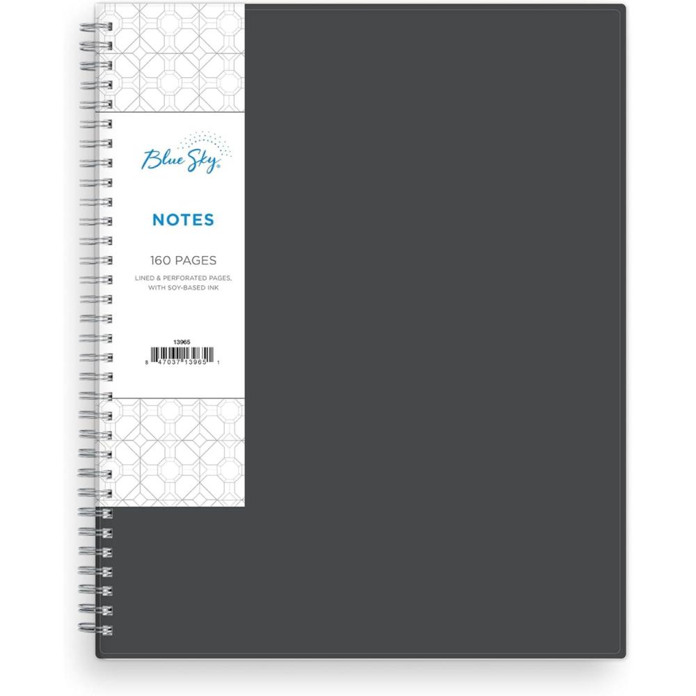 imageBlue Sky Smart Notes Professional Notebook WireO Binding 85quot x 11quot Black 14713gray